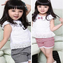 Kids Girls Clothing Sets Lace Children Girl Clothes Set T-Shirt  Lattice Shorts Pants Set Infant Garment  ILML
