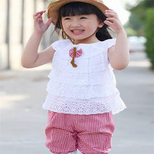 Kids Girls Clothing Sets Lace Children Girl Clothes Set T-Shirt  Lattice Shorts Pants Set Infant Garment  ILML