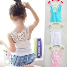 Kids Girls Crochet Hollow Out Floral Tops T Shirts Vest T-shirts Candy Color 0-3Y  ILML