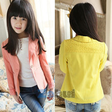 Kids Girls Lace Blazers Jackets Coats Clothing Solid Color Slim Suits Outwear Costume for Children 2-7Y ILML