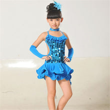 Kids Girls Latin Sets Salsa Tango Sequin Party Dance Dress Skirt Outfits Sz 5-9Y ILML