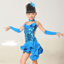Kids Girls Latin Sets Salsa Tango Sequin Party Dance Dress Skirt Outfits Sz 5-9Y ILML