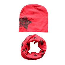 Kids Hat Scarf  Hats Set Cotton Scarf-collar Warm Beanies Star Print Infant Hats Scarf Sets Accessories ILML