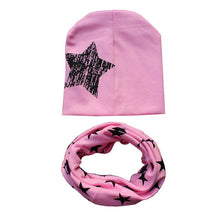Kids Hat Scarf  Hats Set Cotton Scarf-collar Warm Beanies Star Print Infant Hats Scarf Sets Accessories ILML