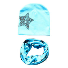 Kids Hat Scarf  Hats Set Cotton Scarf-collar Warm Beanies Star Print Infant Hats Scarf Sets Accessories ILML