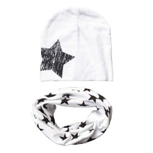 Kids Hat Scarf  Hats Set Cotton Scarf-collar Warm Beanies Star Print Infant Hats Scarf Sets Accessories ILML