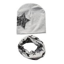 Kids Hat Scarf  Hats Set Cotton Scarf-collar Warm Beanies Star Print Infant Hats Scarf Sets Accessories ILML