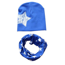 Kids Hat Scarf  Hats Set Cotton Scarf-collar Warm Beanies Star Print Infant Hats Scarf Sets Accessories ILML