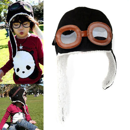 Kids Toddler Pilot Aviator Cap Fleece Hats Earflap Warm Unisex Beanie  ILML