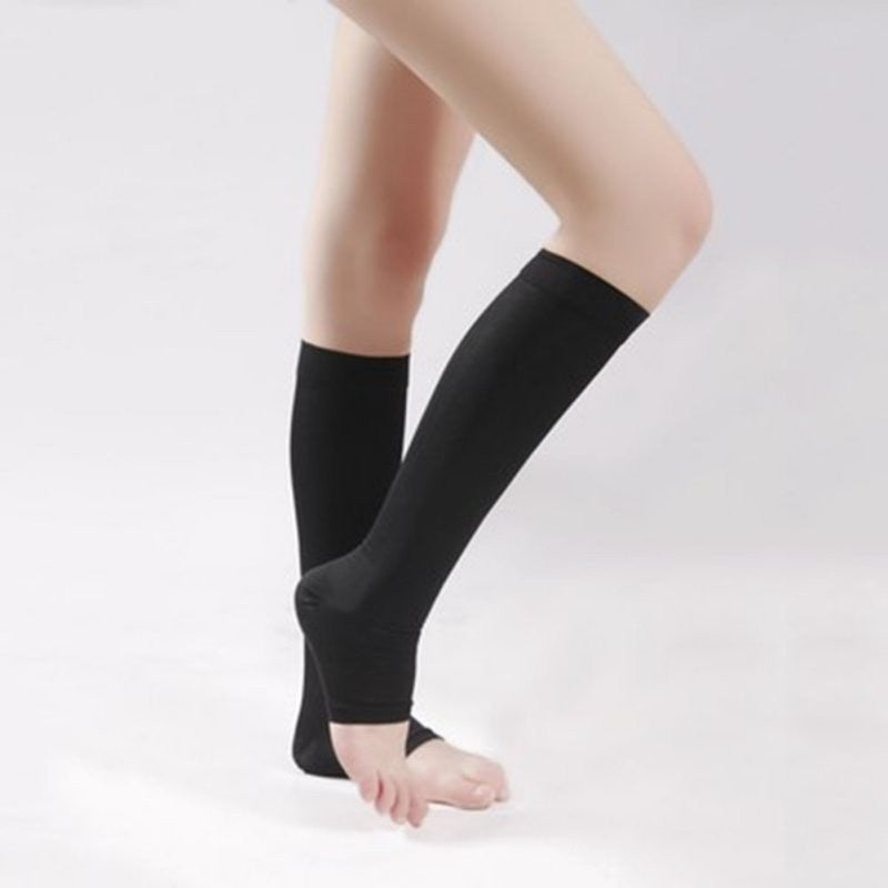 Knee High Open Toe Women Men Unisex Compression Socks Leg Fatigue Relief Sock ILML