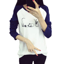 Korean College Wind Women Hoodies Cartoon Cat Sweatshirts Loose Printed Harajuku Hoodie Sudaderas ILML