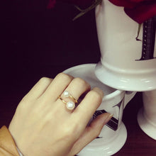 Korean Style Elegant Women Gold Plated Lovely Girls Simulated Pearl Opening Adjustable Ring P821 Simple Ring ILML