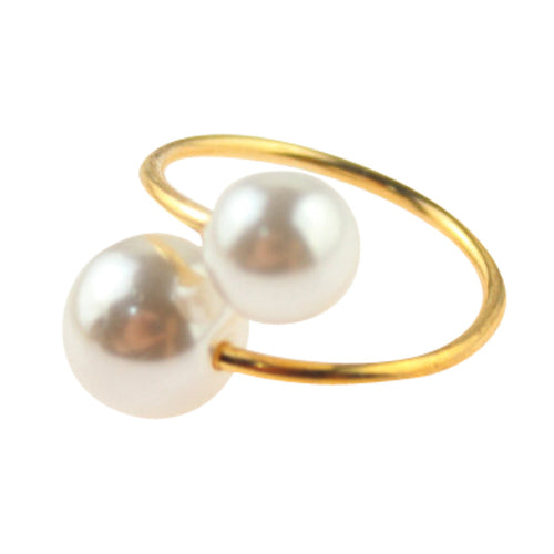 Korean Style Elegant Women Gold Plated Lovely Girls Simulated Pearl Opening Adjustable Ring P821 Simple Ring ILML