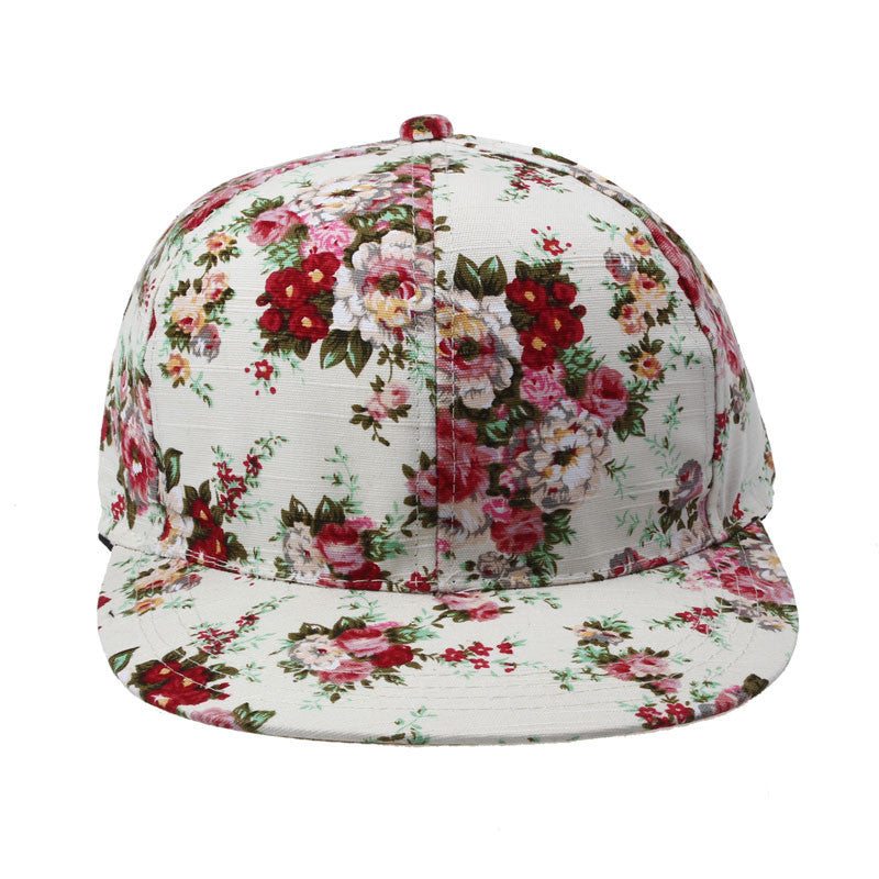 Korean Women Floral Hip-Hop Hat Flat Adjustable Baseball Cap ILML
