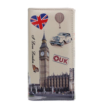 Leather Wallet Women Wallet men Paris Tower London British Flag Pattern Long Purse Clutch Wallets Bag Card Holder ILML