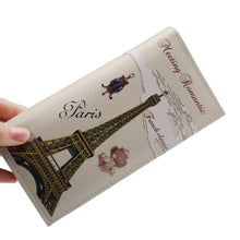 Leather Wallet Women Wallet men Paris Tower London British Flag Pattern Long Purse Clutch Wallets Bag Card Holder ILML