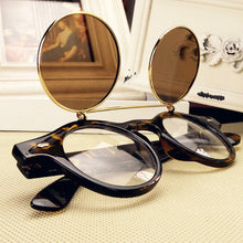 Leopard Double Sun Glasses for Women Mens Flip Punk Sunglasseetal Frame Spectacles Eyewear Goggles Unisex ILML