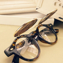 Leopard Double Sun Glasses for Women Mens Flip Punk Sunglasseetal Frame Spectacles Eyewear Goggles Unisex ILML