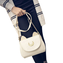 Lovely Cute Sailor Moon Women Shoulder Bag Ladies Cat ears Luna Leather Chain Hbag Tote Purse Wallet Crossbody Messenger ILML