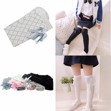 Lovely Kids Girls Cotton Footed Tights School High Knee Bow Stockings  ILML