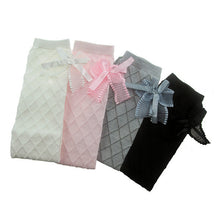 Lovely Kids Girls Cotton Footed Tights School High Knee Bow Stockings  ILML