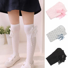 Lovely Kids Girls Cotton Footed Tights School High Knee Bow Stockings  ILML