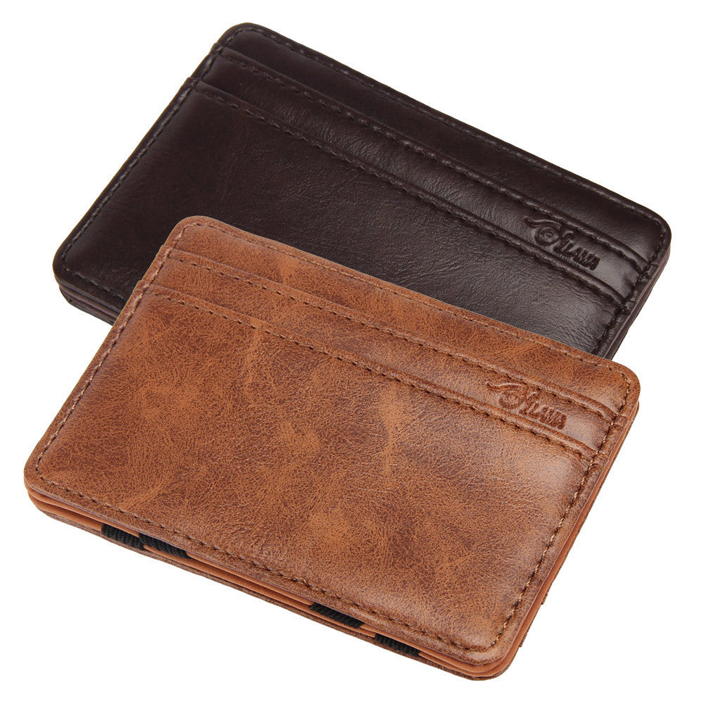 Luxury Mini Neutral Magic Bifold Leather Wallet Card Holder Wallet Purse ILML
