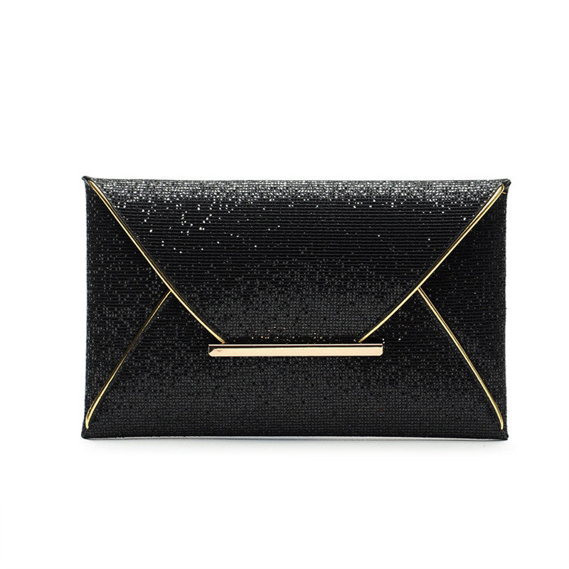 Luxury Shining Womens Sequins Envelope Bag Evening Party Purse Clutch Hbag Black Wild  ILML