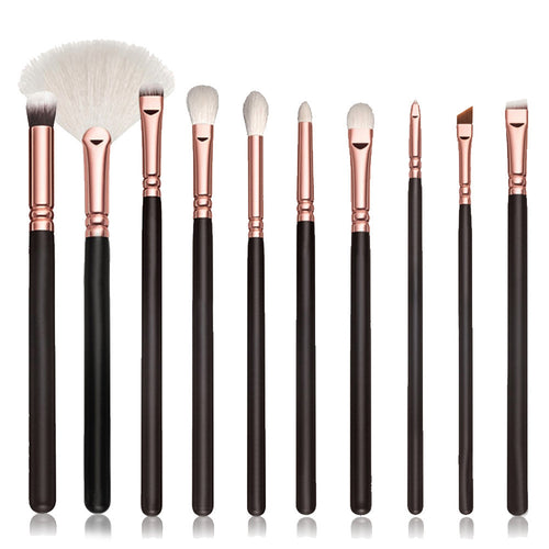 Maange 10 Pcs Eye Makeup Brushes Eyeshadow Blending brush Powder Foundation wood rose gold ovale Make up brush pinceaux kit ILML