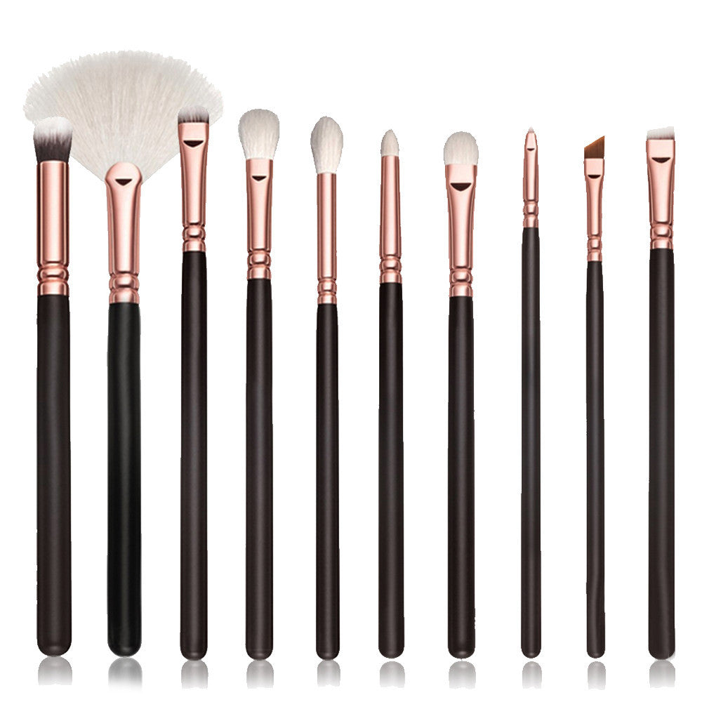 Maange 10 Pcs Eye Makeup Brushes Eyeshadow Blending brush Powder Foundation wood rose gold ovale Make up brush pinceaux kit ILML