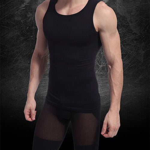 Men Muscle Fitted Body Shaper Boy Tight Stretch Vest Shirt Shapewear Casual Slimming Underwear  ILML