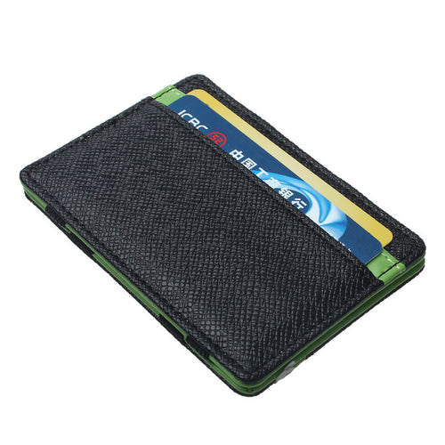 Mens transverse Faux Leather Magic Credit Card Money Clip ILML