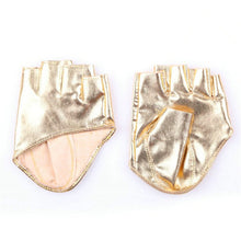 Mode Frauen PU-lederne Punk Halb Palm Finger Driving Dacning anzeigen Handschuhe  ILML