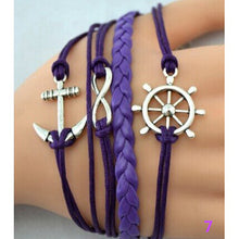Multi-style Hmade Bracelets Anchor Rudder Design Owl Leaf Bird Compass Love Heart For Women Men Alloy Wrap Charms Bracelet ILML