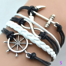 Multi-style Hmade Bracelets Anchor Rudder Design Owl Leaf Bird Compass Love Heart For Women Men Alloy Wrap Charms Bracelet ILML