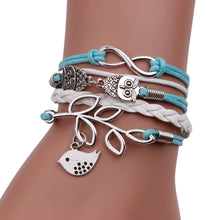 Multi-style Hmade Bracelets Anchor Rudder Design Owl Leaf Bird Compass Love Heart For Women Men Alloy Wrap Charms Bracelet ILML