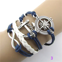Multi-style Hmade Bracelets Anchor Rudder Design Owl Leaf Bird Compass Love Heart For Women Men Alloy Wrap Charms Bracelet ILML