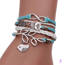 Multi-style Hmade Bracelets Anchor Rudder Design Owl Leaf Bird Compass Love Heart For Women Men Alloy Wrap Charms Bracelet ILML