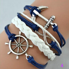 Multi-style Hmade Bracelets Anchor Rudder Design Owl Leaf Bird Compass Love Heart For Women Men Alloy Wrap Charms Bracelet ILML