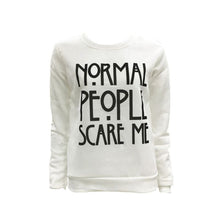 NORMAL PEOPLE SCARE ME Hoody Pullover Lady Black White Sweatshirts Women's Clothing Letter Print Hoodies Tops ILML