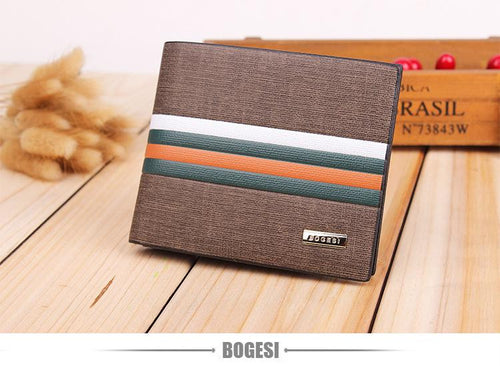 Business Striped Short Section Of High-quality Leather Men