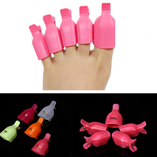 5Pcs Toenail Soak Off Clip Caps Gel Nail Art Tips Reusable Clamp Remover ILML