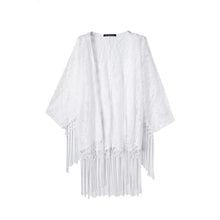 Sexy Women See Through Lace Kimono Cardigan Shirt Blouse Tassels Top  ILML