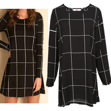 Free Style Women Mini O-Neck Neck Plaid Dress Long Sleeve Swing Party Casual XL Dresses Plus Sizes ILML