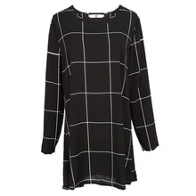 Free Style Women Mini O-Neck Neck Plaid Dress Long Sleeve Swing Party Casual XL Dresses Plus Sizes ILML