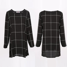 Free Style Women Mini O-Neck Neck Plaid Dress Long Sleeve Swing Party Casual XL Dresses Plus Sizes ILML