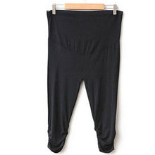 Pregnant Women Elastic Capris Pants Solid Pleated Cotton Maternity Clothes Leggings ILML