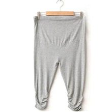 Pregnant Women Elastic Capris Pants Solid Pleated Cotton Maternity Clothes Leggings ILML
