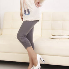 Pregnant Women Elastic Capris Pants Solid Pleated Cotton Maternity Clothes Leggings ILML