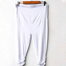 Pregnant Women Elastic Capris Pants Solid Pleated Cotton Maternity Clothes Leggings ILML